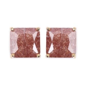 Cubic Zirconia Square Stud Earrings - Cinnamon
